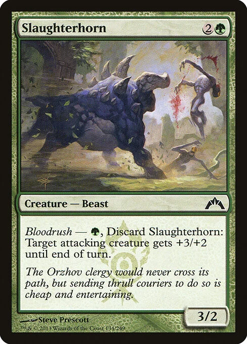 Slaughterhorn, carta Magic di tipo Creature — Beast illustrata da Steve Prescott