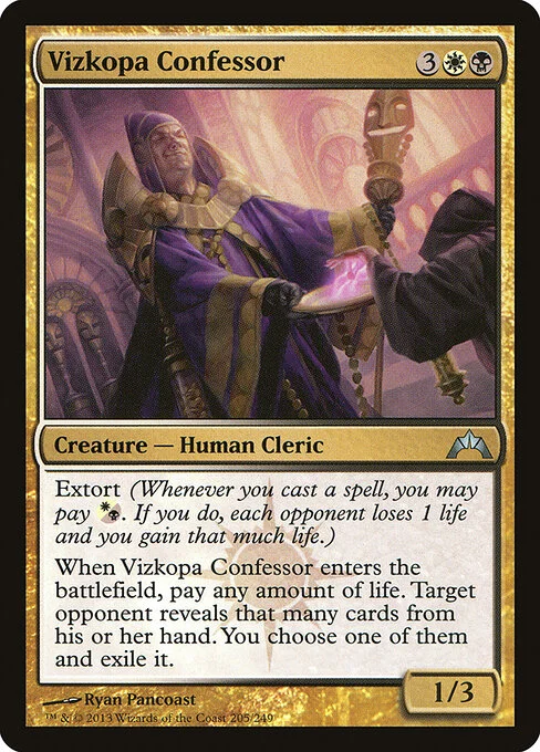 Vizkopa Confessor, carta Magic di tipo Creature — Human Cleric illustrata da Ryan Pancoast