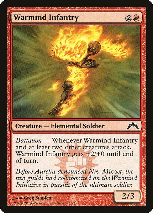 Warmind Infantry, carta Magic di tipo Creature — Elemental Soldier illustrata da Greg Staples