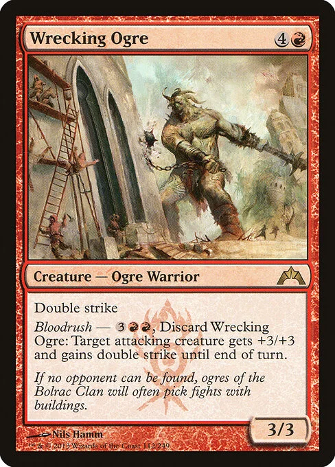Wrecking Ogre, carta Magic di tipo Creature — Ogre Warrior illustrata da Nils Hamm