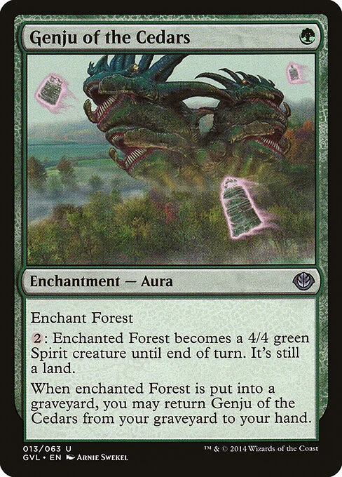 Genju of the Cedars, carta Magic di tipo Enchantment — Aura illustrata da Arnie Swekel