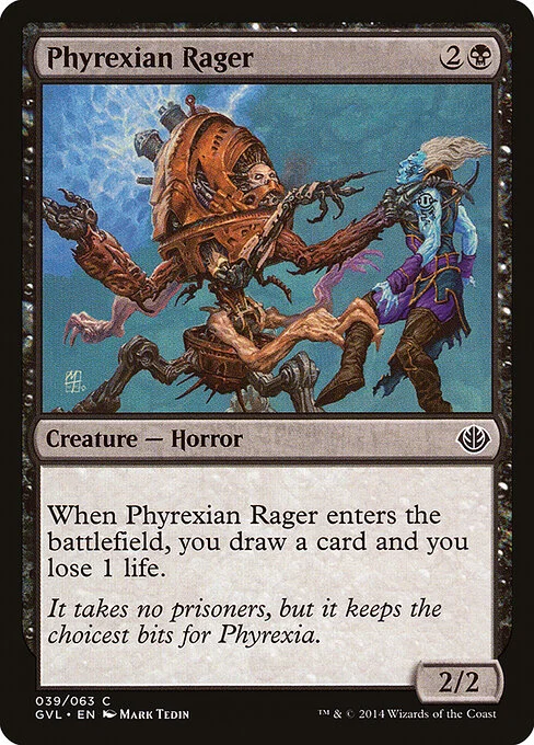 Phyrexian Rager, carta Magic di tipo Creature — Phyrexian Horror illustrata da Mark Tedin