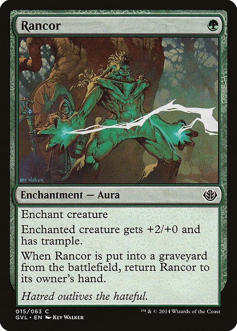 Rancor, carta Magic di tipo Enchantment — Aura illustrata da Kev Walker