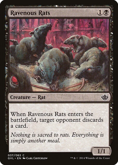 Ravenous Rats, carta Magic di tipo Creature — Rat illustrata da Carl Critchlow