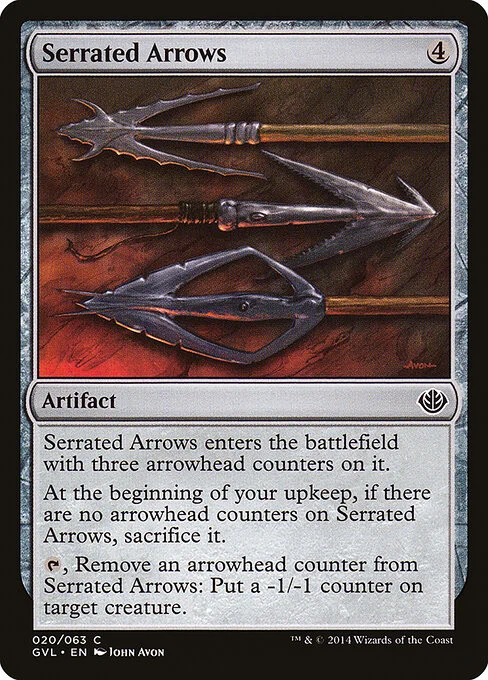 Serrated Arrows, carta Magic di tipo Artifact illustrata da John Avon