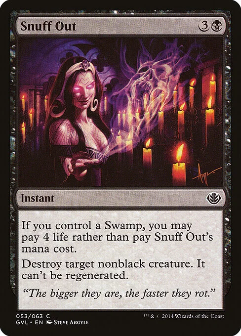 Snuff Out, carta Magic di tipo Instant illustrata da Steve Argyle