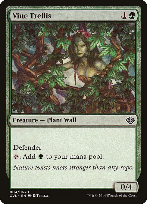Vine Trellis, carta Magic di tipo Creature — Plant Wall illustrata da DiTerlizzi