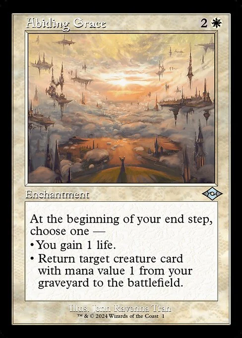 Abiding Grace, carta Magic di tipo Enchantment illustrata da Ravenna Tran