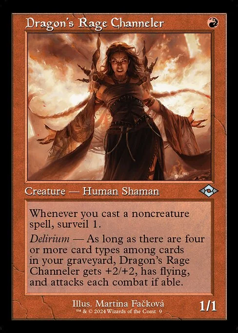 Dragon's Rage Channeler, carta Magic di tipo Creature — Human Shaman illustrata da Martina Fačková
