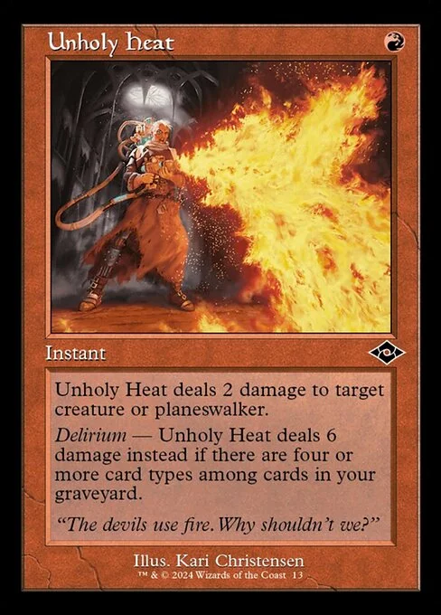 Unholy Heat, carta Magic di tipo Instant illustrata da Kari Christensen