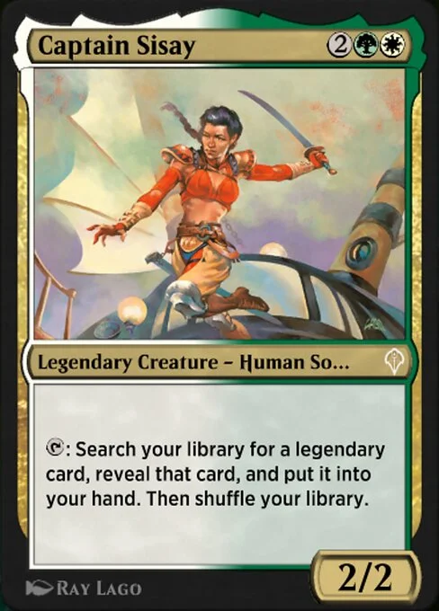 Captain Sisay, carta Magic di tipo Legendary Creature — Human Soldier illustrata da Ray Lago
