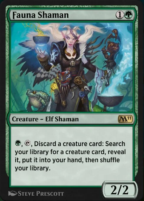 Fauna Shaman, carta Magic di tipo Creature — Elf Shaman illustrata da Steve Prescott