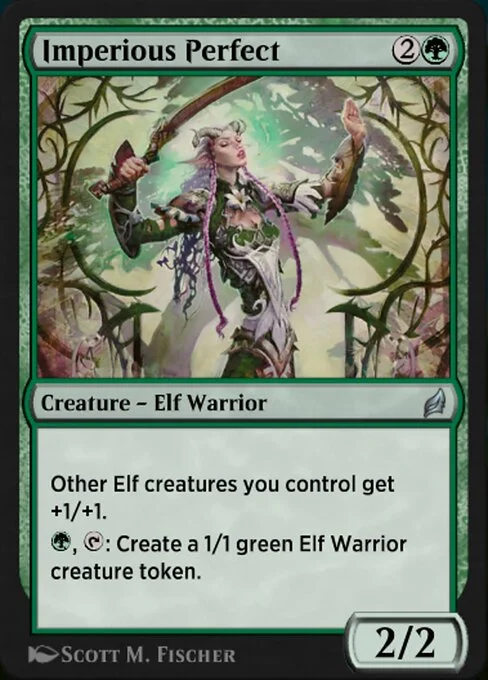Imperious Perfect, carta Magic di tipo Creature — Elf Warrior illustrata da Scott M. Fischer