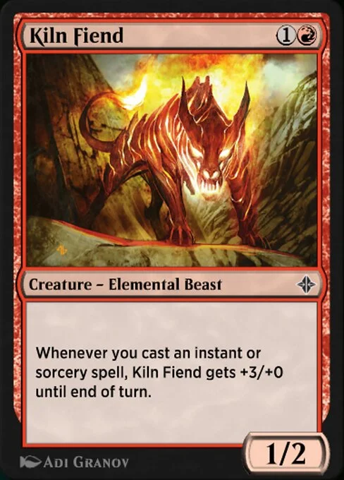 Kiln Fiend, carta Magic di tipo Creature — Elemental Beast illustrata da Adi Granov