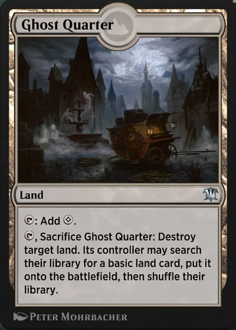 Ghost Quarter, carta Magic di tipo Land illustrata da Peter Mohrbacher
