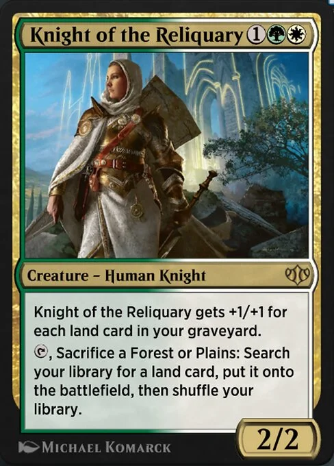 Knight of the Reliquary, carta Magic di tipo Creature — Human Knight illustrata da Michael Komarck