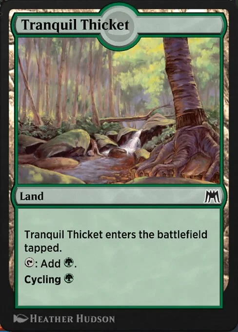 Tranquil Thicket, carta Magic di tipo Land illustrata da Heather Hudson