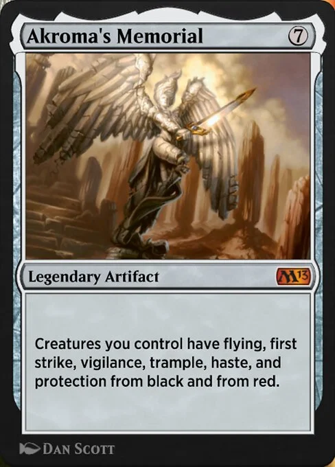 Akroma's Memorial, carta Magic di tipo Legendary Artifact illustrata da Dan Murayama Scott