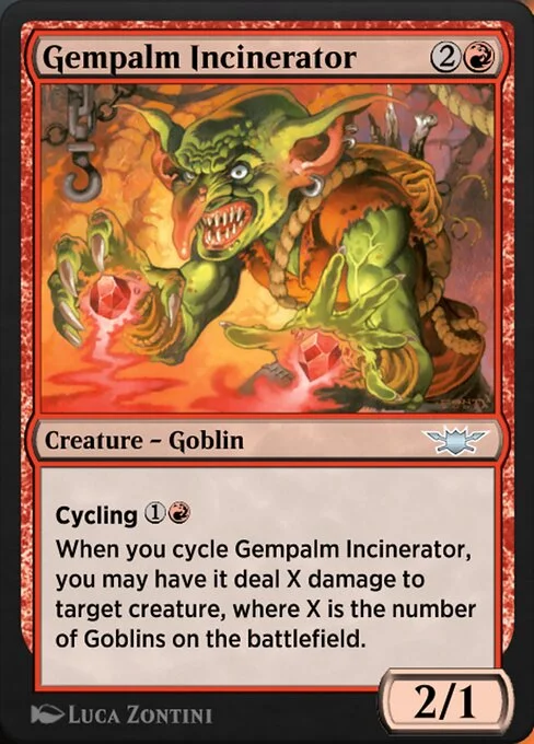 Gempalm Incinerator, carta Magic di tipo Creature — Goblin illustrata da Luca Zontini