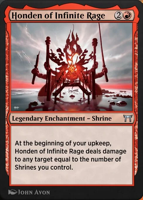 Honden of Infinite Rage, carta Magic di tipo Legendary Enchantment — Shrine illustrata da John Avon