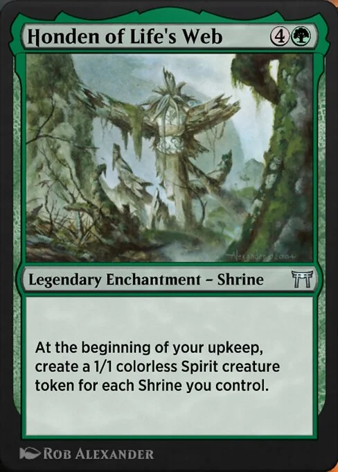 Honden of Life's Web, carta Magic di tipo Legendary Enchantment — Shrine illustrata da Rob Alexander