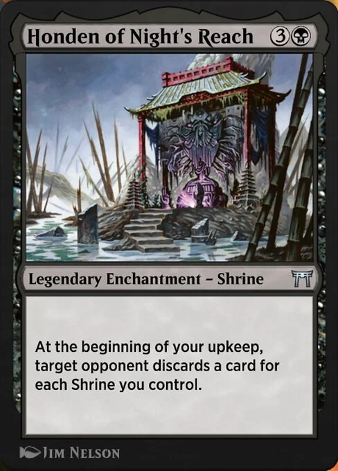 Honden of Night's Reach, carta Magic di tipo Legendary Enchantment — Shrine illustrata da Jim Nelson