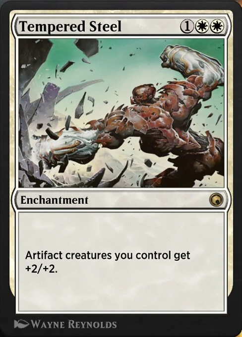 Tempered Steel, carta Magic di tipo Enchantment illustrata da Wayne Reynolds