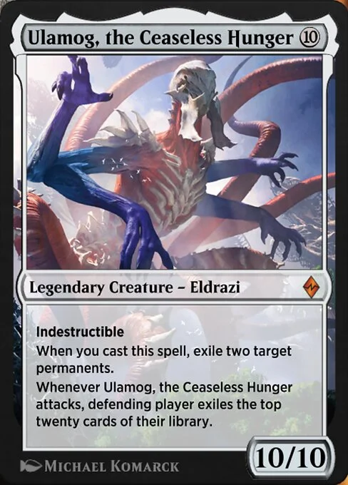Ulamog, the Ceaseless Hunger, carta Magic di tipo Legendary Creature — Eldrazi illustrata da Michael Komarck