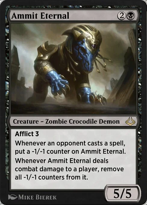 Ammit Eternal, carta Magic di tipo Creature — Zombie Crocodile Demon illustrata da Mike Bierek