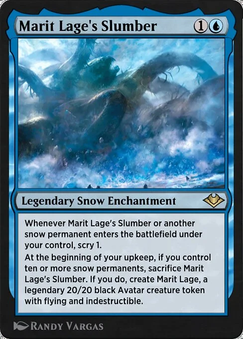 Marit Lage's Slumber, carta Magic di tipo Legendary Snow Enchantment illustrata da Randy Vargas