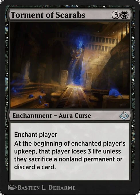 Torment of Scarabs, carta Magic di tipo Enchantment — Aura Curse illustrata da Bastien L. Deharme