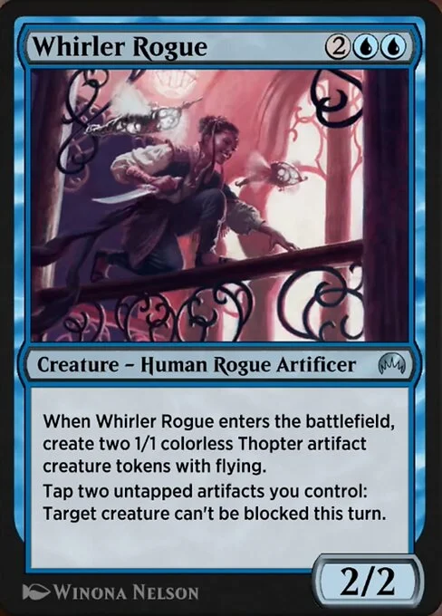 Whirler Rogue, carta Magic di tipo Creature — Human Rogue Artificer illustrata da Winona Nelson
