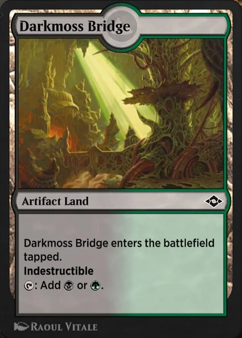 Darkmoss Bridge, carta Magic di tipo Artifact Land illustrata da Raoul Vitale