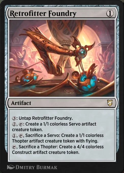 Retrofitter Foundry, carta Magic di tipo Artifact illustrata da Dmitry Burmak