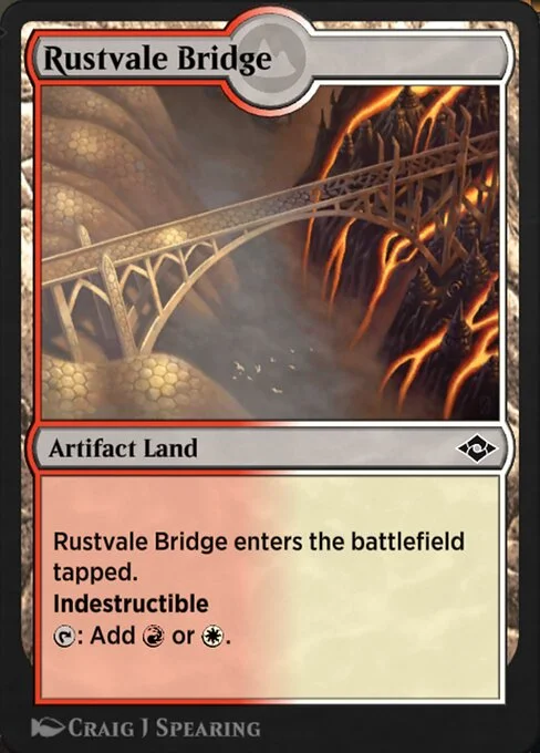 Rustvale Bridge, carta Magic di tipo Artifact Land illustrata da Craig J Spearing