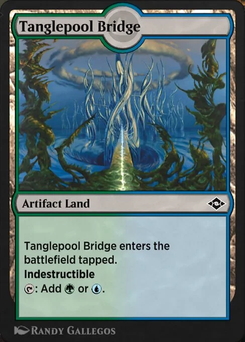 Tanglepool Bridge, carta Magic di tipo Artifact Land illustrata da Randy Gallegos