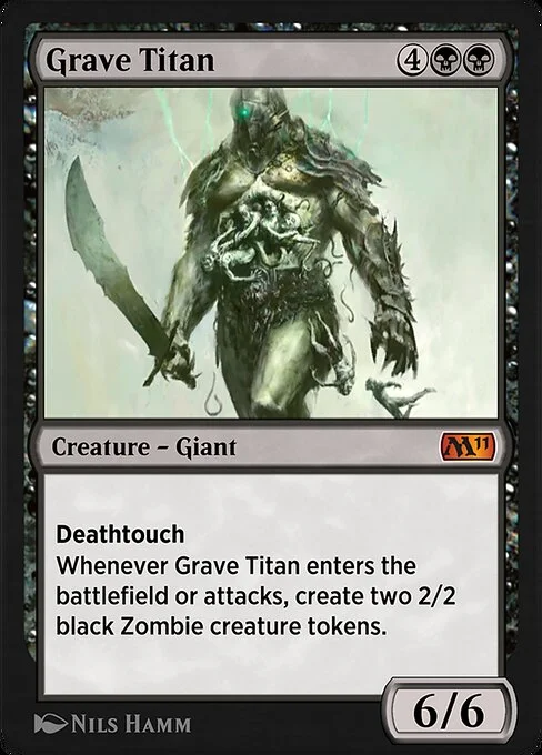 Grave Titan, carta Magic di tipo Creature — Giant illustrata da Nils Hamm