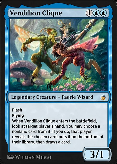 Vendilion Clique, carta Magic di tipo Legendary Creature — Faerie Wizard illustrata da Willian Murai