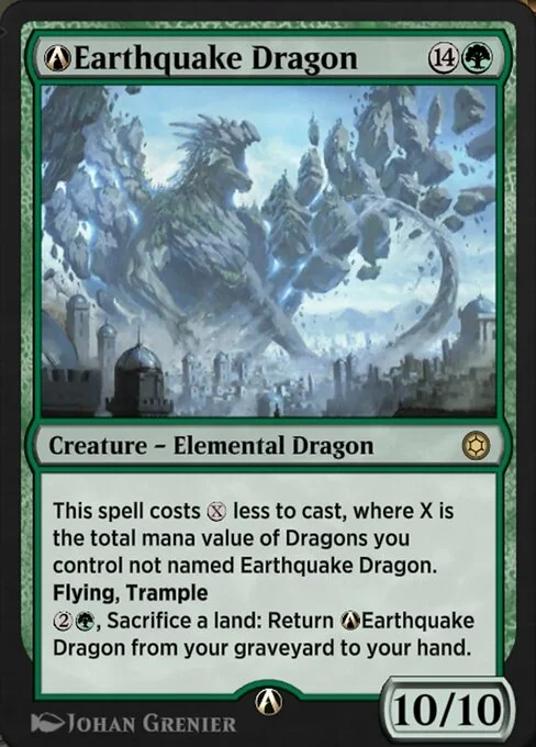 A-Earthquake Dragon, carta Magic di tipo Creature — Elemental Dragon illustrata da Johan Grenier