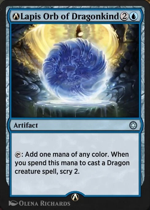 A-Lapis Orb of Dragonkind, carta Magic di tipo Artifact illustrata da Olena Richards