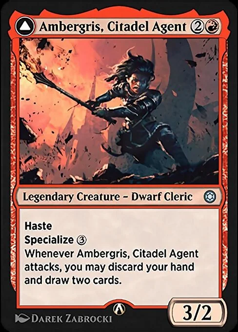 Ambergris, Citadel Agent, carta Magic di tipo Legendary Creature — Dwarf Cleric illustrata da Darek Zabrocki