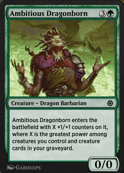 Ambitious Dragonborn, carta Magic di tipo Creature — Dragon Barbarian illustrata da Gaboleps