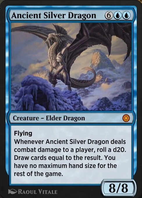 Ancient Silver Dragon, carta Magic di tipo Creature — Elder Dragon illustrata da Raoul Vitale