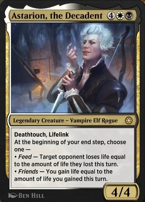 Astarion, the Decadent, carta Magic di tipo Legendary Creature — Vampire Elf Rogue illustrata da Ben Hill