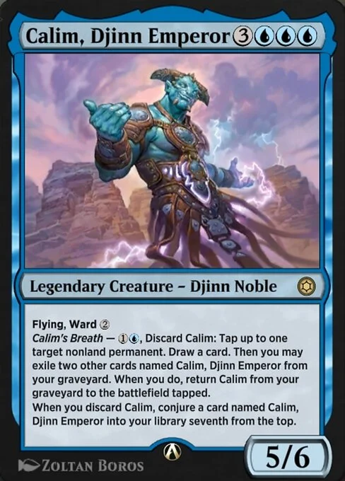 Calim, Djinn Emperor, carta Magic di tipo Legendary Creature — Djinn Noble illustrata da Zoltan Boros