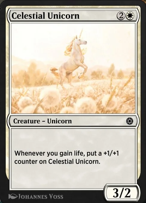 Celestial Unicorn, carta Magic di tipo Creature — Unicorn illustrata da Johannes Voss