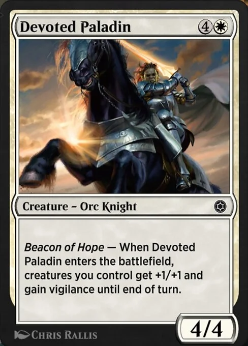 Devoted Paladin, carta Magic di tipo Creature — Orc Knight illustrata da Chris Rallis