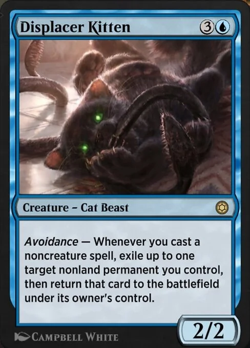 Displacer Kitten, carta Magic di tipo Creature — Cat Beast illustrata da Campbell White