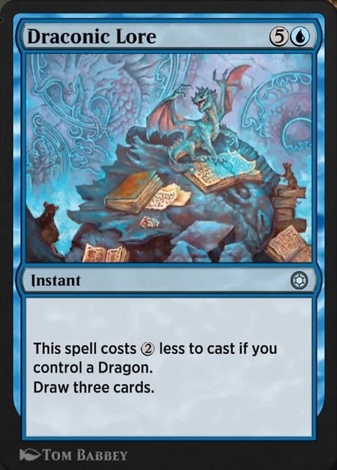 Draconic Lore, carta Magic di tipo Instant illustrata da Tom Babbey