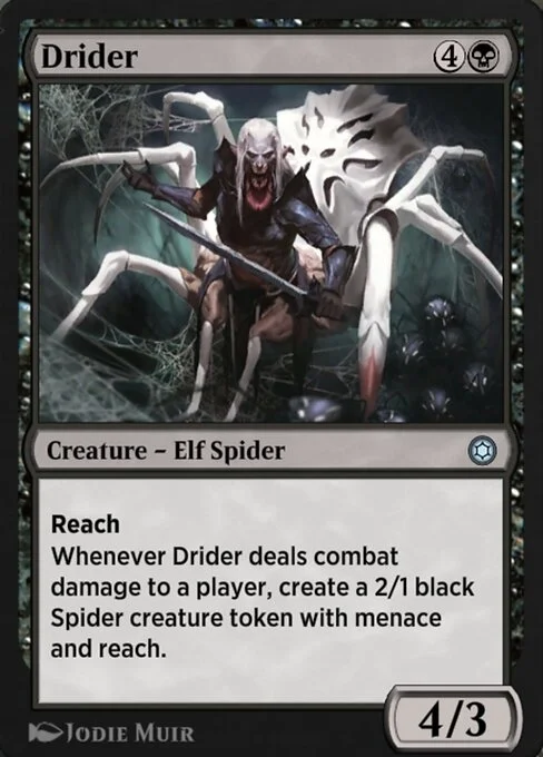 Drider, carta Magic di tipo Creature — Elf Spider illustrata da Jodie Muir